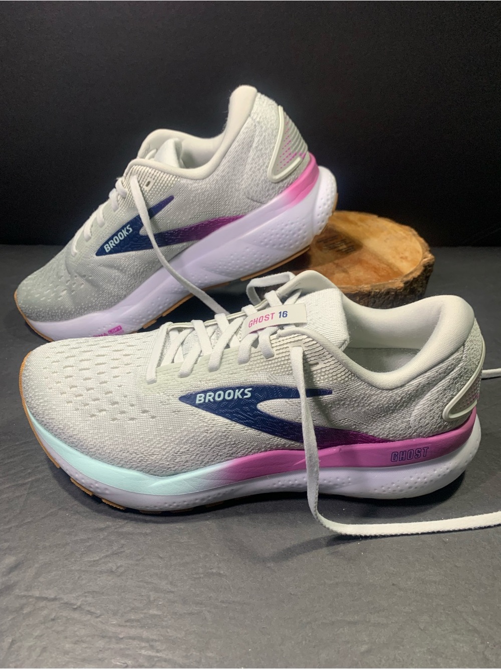 Brooks Ghost 16 Women’s Grey Blue Running Walking Sneakers Shoe Size-8